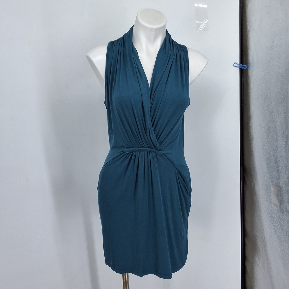 Costa Blanca Small Teal Draped Sleeveless Dress